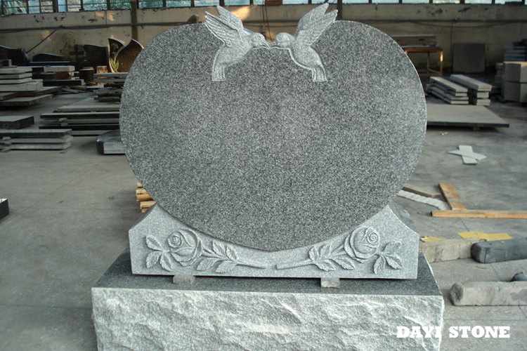 Natural Stone Upright Headstones Grey Granite Monument
